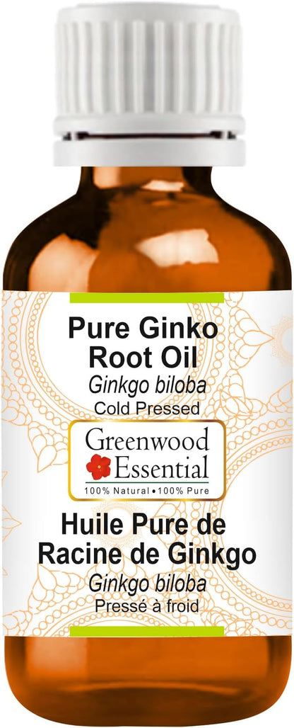 Greenwood Essential Pure Ginko Root Oil (Ginkgo biloba) Cold Pressed 30ml (1 oz)