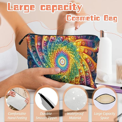 Cosmetic Bags Travel Makeup Toilet Case Waterproof Pouch for Women Girls 6.7X9.45inches - Abstract Art Style Spirals