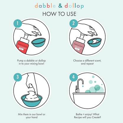 Dabble & Dollop Coconut + Vanilla Body Wash & Shampoo – 3-in-1 Natural Bubble Bath for Kids, No Parabens or Sulfates, Vegan, Gluten-Free, Tear-Free (2-Pack)