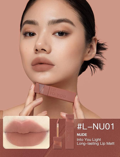 INTO YOU Matte Velvet Lip Stain Long Lasting Waterproof Lip Gloss Makeup Moisturizing Lipstick for Women(L-Nu01)
