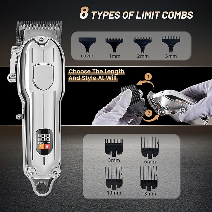 Mensure Hair Clippers for Men, Home Haircut Kit with Scissors, Comb & Guide Combs, Cordless Hair Trimmer Set for Family Use