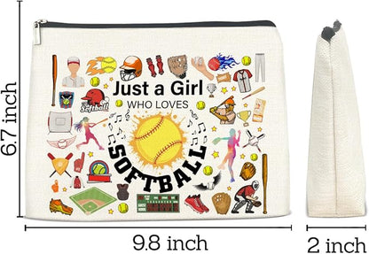 Softball Makeup Bag for Girls - Cool Team Gifts for Coach, Players, Fans - Cosmetic Travel Bag Pouch for Purse