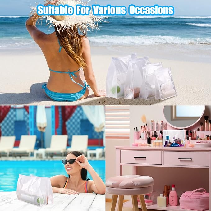 50 PCS Mini Clear Makeup Bag,Small Clear Zipper Pouch Travel Bag for Toiletries Plastic Cosmetic Organizer Waterproof，for Swimsuit Bikini Travel Vacation(5.9 x 5.1 x 1.4 Inch)