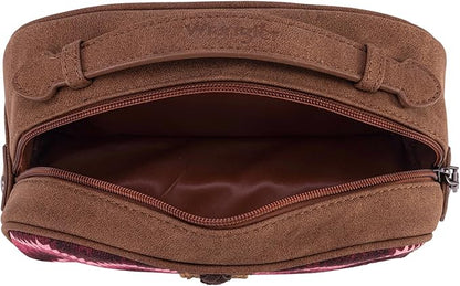 Montana West Wrangler Makeup Bag for Women Small Cosmetic Toiletry Bags Western Make Up Pouch Durable Cute Travel Purse, Dark Pink