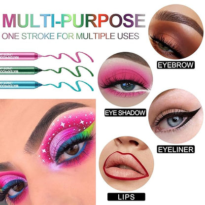 7 Colorful Eyeliner Pen Set, Eye Shadow Pencil, Pearl Eyeliner Kit Metallic Glitter Colored Eye liner for Women Eye&Lip Liner Professional Waterproof Eye Makeup (7PCS B)