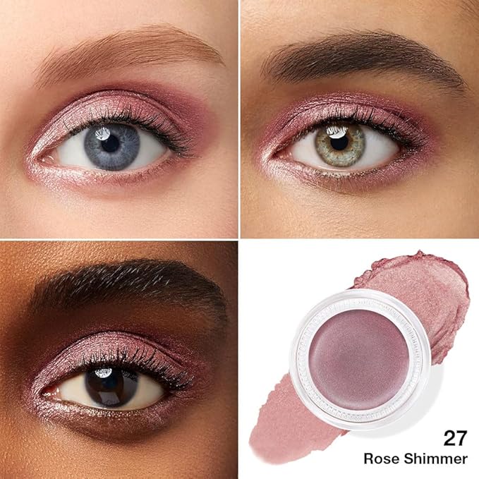 Single Cream Eye Shadow,Rose Glitter Shimmer Nude Natural Monochrome Eyeshadow Palette,Waterproof,Long Lasting Naturing-Looking,Vegan & Cruelty-Free,27