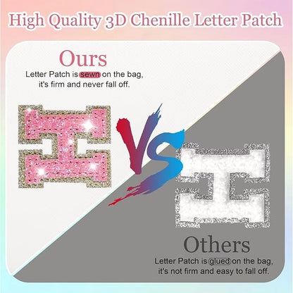 Glitter Initial Letter Makeup Bag, Small Personalized Sequins Letters PU Leather Cosmetic Bag Portable Waterproof Makeup Zipper Pouch, Shine Handbag Organizer Travel Bag Gifts for Women&Girls(White-R)