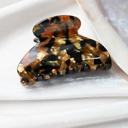 Handmade Celluloid Acetate French Design Barrettes Tortoise Shell Claws Hair Claw Luxury Fashion Accessories Hair Clip for Women (black gold)