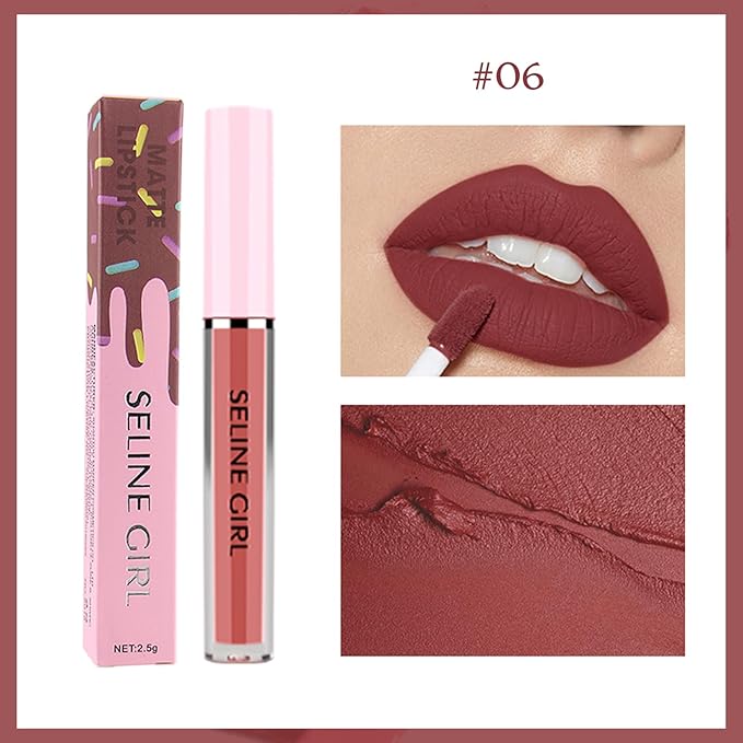 Matte Lip Gloss, Lip Gloss Silky Smooth Finish, Lipgloss Makeup Colorful and Creamy Texture, Lipstick for Every Occasion, Lip Oil Moisturizing and Hydrated #06
