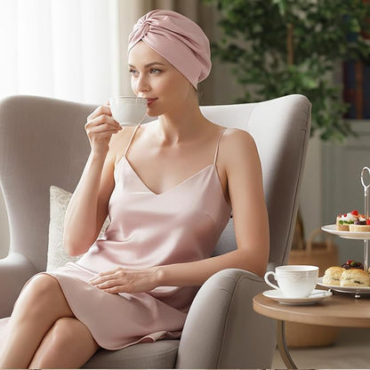 100% Mulberry Silk Bonnet for Sleeping, Adjustable Tie Closure for Women, Breathable Hair Wrap for Hair Protection