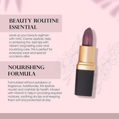 Vera Moore Creme Lipstick, Long Lasting, Lightweight, Moisturizing Opaque Color with Staying Power, Fragrance, and Paraben Free Cosmetics Soft Lipstick (Woodberry)
