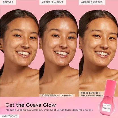 Glow Recipe Soothe, Glow & Bright Gift Set - Niacinamide Dew Drops Illuminating Primer & Avocado Ceramide Facial Serum & Guava Dark Spot Serum - Korean Skincare Travel Kit (3 Count)