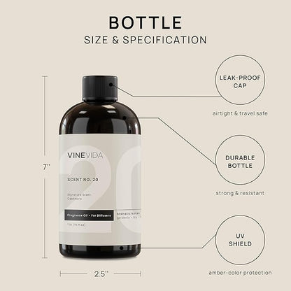 VINEVIDA [16 Fl Oz] Cashmere Fragrance Oil for Cold Air Diffusers, Essential Oils for Diffuser Oil Refill & Air Freshener Room Spray
