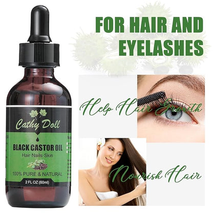 Jamaican Black Castor Oil Organic Cold Pressed Castor Oil For Hair 100% Pure Natural Castor Oil For Eyelashes Eyebrows (2 oz)