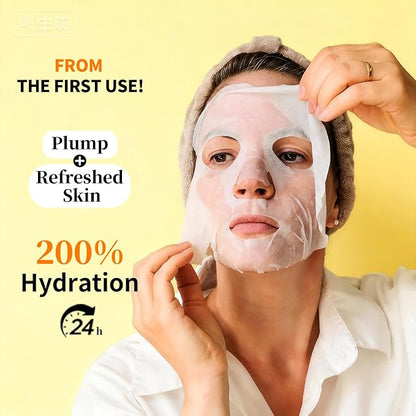 Firming and Moisturizing Sheet Face Masks (Pack of 10) with Hyaluronic Acid and Peptides, Reduce Fine Lines and Wrinkles, Hydrating & Anti-Aging Spa Face Mask, Facial Skin Care