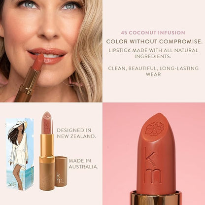 Karen Murrell Natural Lipstick - Lip Tint 45 Coconut Infusion - Sheer Buildable to Glossy Lip Tint - 100% Natural Ingredients, Moisturizes & Hydrates Lips - Paraben & Cruelty Free