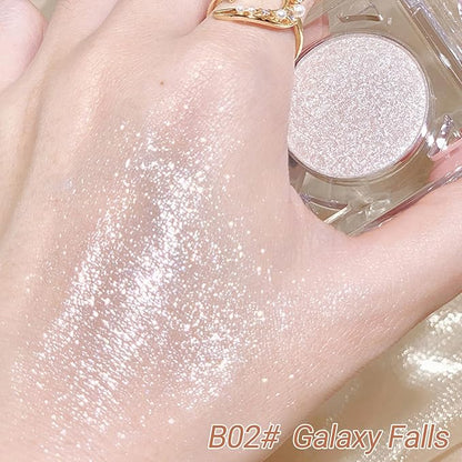Erinde Glitter Shimmer Sparkle Eye Shadow Palette Makeup, Pearl White Silver Glitter Shimmer Metallic Holographic Iridescent Cream Iridescent Single Monochrome Eyeshadow Makeup, 02 Galaxy Falls