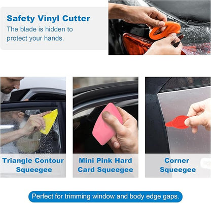 19 PCS Car Window Film Tint Tool Kit,Custom Toolset Automotive Tint Tool Kit,Vinyl Wrap Tools for Car Tinting,Includes Squeegees,Felt Squeegees,and Required Installation Accessories