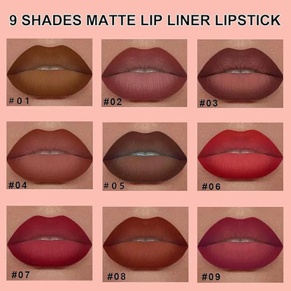 2-in-1 Gradient Brown Lip Liner & Lipstick, Dark Brown Maroon Waterproof Long Lasting Matte Lip Liner Pencil, Makeup Smudge proof lip liner with Cone Tip (05#-Dark Brown)