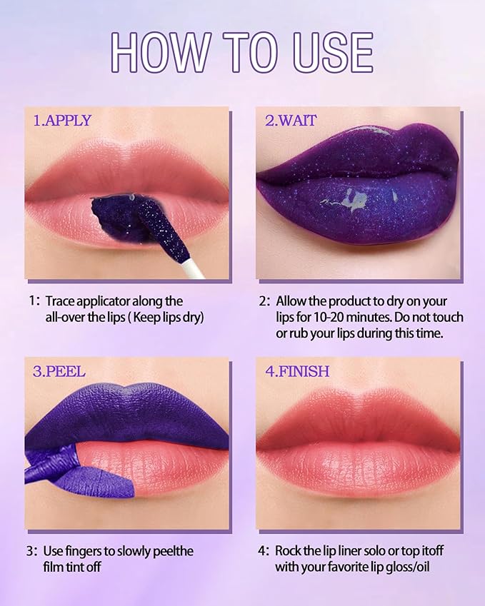 Lip Stain Peel Off, Waterproof Long Lasting Qiciy Tattoo Lip Gloss Color Peel Off Lips Tint Stain, Transfer-Proof Matte Tinted Lips Liner, High Pigmented Tattoo Lipstick Makeup Gifts for Women-03 Pink