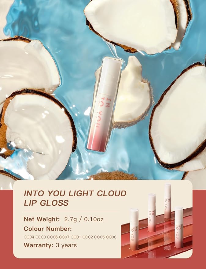 INTO YOU Lip Stain Long Lasting, Lip Gloss, Lip Tint, Lip Plumper Gloss, Glitter Lip Gloss, Liquid Lipstick, Vivid Color, Smudge-Proof, Lightweight, Naturally Moisturizing, Lip Oil For Dry Lips (CC02)