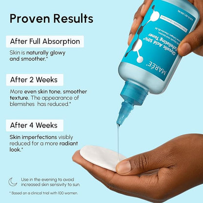 MAREE Glycolic Acid Toner 10% - Exfoliating Toner for Face - Glycolic Acid Face Exfoliator - Face, Scalp & Underarms Exfoliant Spray Alternative - Facial Toner for Women - Acido Glicolico para Manchas