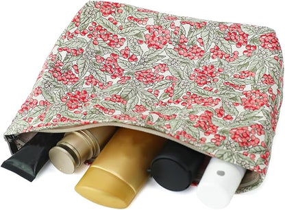Cotton Printed Makeup Bag - Large Capacity Travel Cosmetic Pouch & Toiletry Organizer with Zipper, Perfect for Daily Use, Makeup Storage, or Gift Ideas