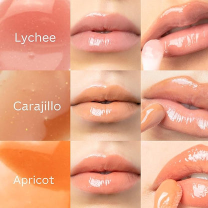 SARELLY, Lip Gloss + Shimmer, Apricot Honey Bourbon & Vermeil 24K, Makeup, Vegan Lip Shine, Sarelly Creative Lab