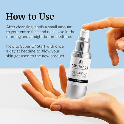 Vibriance Super C Serum for Mature Skin - All-in-One Vitamin Formula Hydrates, Firms, Lifts, Smooths, Targets Age Spots, Wrinkles, 1 fl oz - Pack of 3