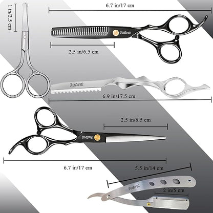 Professional Barber Scissors Set - Hair Shears Kit, Thinning Shears for Salon Haircut & Bang Trimming