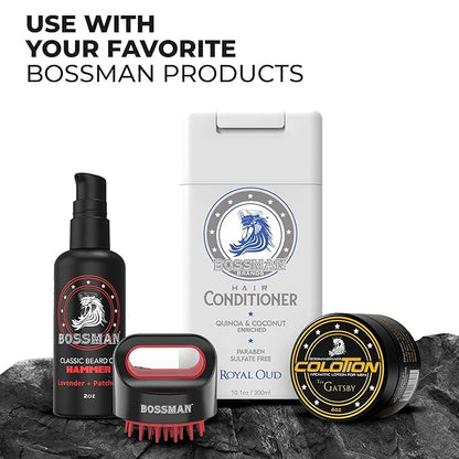 Bossman Moisturizing Hair Conditioner for Men – Stimulates, Hydrates, Soothes Men's Hair and Scalp – Natural Quinoa & Coconut Enriched - Paraben & Sulfate Free (Royal Oud Scent)