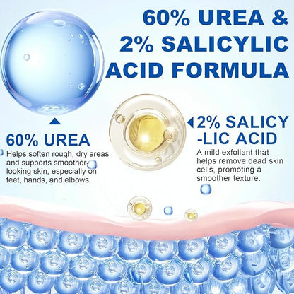 60% Urea with 2% Salicylic Acid Urea Foot Care Stick, Heel Stick for Cracked Feet, Foot Care Cream Moisturizer for Dry Cracked Feet, Knees, Elbows, Hands, Foot Lotion Stick -1.41oz