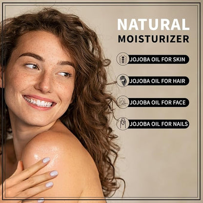 32 fl oz (EWG Verified) 100% Pure Jojoba Carrier Oil - Unrefined, Hexane-Free, Cold Pressed for Skin, Face, Hair, Nails, and Massage