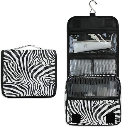 Hanging Travel Toiletry Bag Zebra Print Portable Makeup Organizer Cosmetic Bag Toiletry Kit for Women & Man