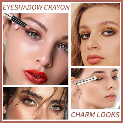 Eyeshadow Stick Smooth Cream Shadow Pencil Long Lasting Waterproof Eye Shadow Pen Highlighter Stick Makeup Hypoallergenic Multi-Dimensional Eyes Look (Champagne Shimmer #04)
