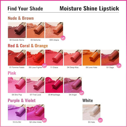 Oulac Pinky Purple Lipstick - Moisturizing Lip Stick Glossy Tinted Lip Balm, Sheer Shine Juicy Finish, Lightweight and Hydrating Formula for Dry Lip Care, Vegan 2.2g/0.07oz (10)