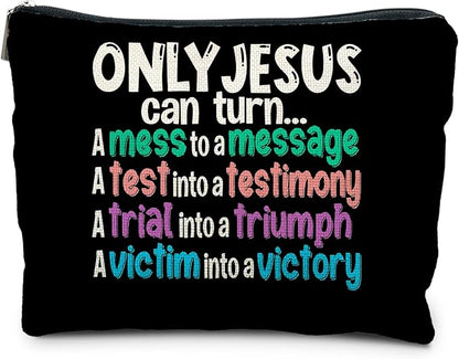 Christian Makeup Bag - Christian Gifts for Women, Only Jesus Can Turn Makeup Bag Cosmetic Bag, Religious Gifts