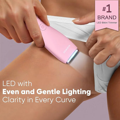 Bikini Trimmer for Women, Pubic Hair Trimmer | Waterproof, USB-C Rechargeable, LED Light, Replaceable Blade | Electric Razors for Women, Electric Lady Shaver (Rose)