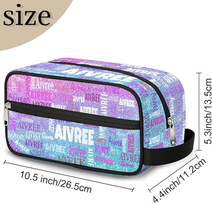 Personalized Name Toiletry Bag, Large Travel Cosmetic Bag Portable Makeup Organizer Bag for Women Bathroom Shower Essentials, Gradient Purple Blue Glittering