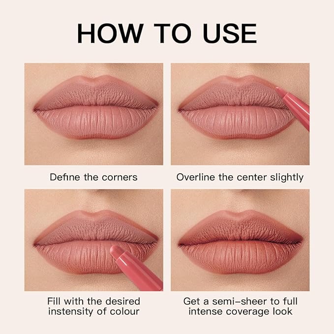 USHAS 3Pcs Lipstick and Lip Liner Combo Set 2 in 1 Makeup Kits Long Lasting and Waterproof Nude Matte Lipstick For Women (Set 2 (04+05+06), 3Pcs)