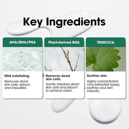 SOME BY MI AHA BHA PHA 30 Days Miracle Truecica Clear Pad – Pack of 2 – Korean Exfoliating Centella Face Toner Pads – Gently Clears Impurities, Refines Pores & Smooths Skin Texture – Korean Skin Care