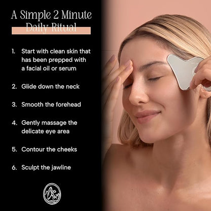 Mount Lai The Vitality Qi Stainless Steel Gua Sha Contour Tool - Face & Body Guasha Tools for Self-Care, Sculpting, Puffiness Relief & Muscle Tension Massage