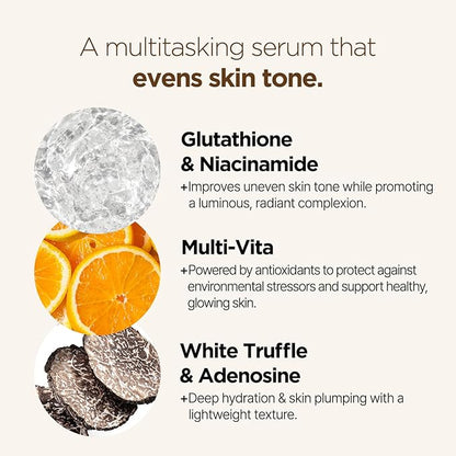 PONGDANG Real Effect Vita Toning Serum | Pore-Refining & Skin-Brightening Care | Lightweight, Non-Greasy Formula with 12 Vitamins, Niacinamide & White Truffle | Korean Skin Care