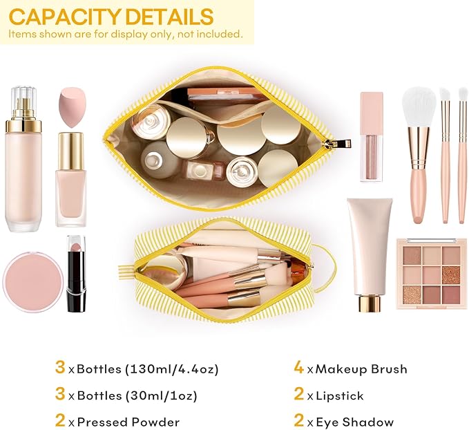 mibasies 2 PCS Initial Makeup Bags: Mothers Day Gifts for Women - Best Friend Birthday Gifts Graduation Gifts Wedding Bridesmaid Girlfriend Wife Daughter Sister Girl Gifts - Yellow M
