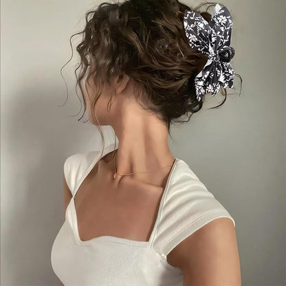 Bow Claw Clips Bow Hair Clips Black 2PCS Big Hair Bows for Women Butterfly Styling Large Hair Clips for Thick Hair for Girls Hair Accessories for Teen