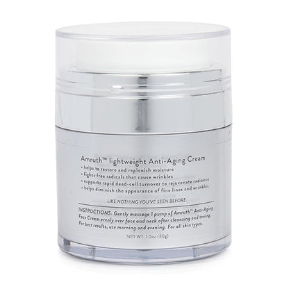 Amruth Resveratrol Daily Anti-Aging Facial Cream, 1oz Jar with Pump, Lightweight, Firms and Nourishes Skin, Smooths Appearance of Fine Lines and Wrinkles