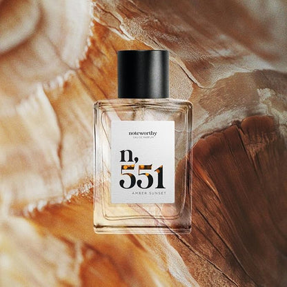 Noteworthy n,551 Amber Sunset Eau De Parfum – Lily of the Valley, Amber, Sandalwood | Sophisticated, Warm Fragrance for Any Occasion | Long-lasting Unisex Perfume for Women & Men (50ml)