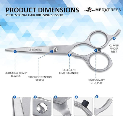 Hair Cutting Scissors 5.5" Stainless Steel Styling Shears Japanese Style for Hair Cutting Professional Barber Scissors for Hair Salon and Home Sharp Trim Scissors Ideal for Women and Men.