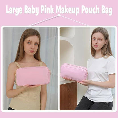 Travel Essentials Makeup Bag for Women Water-resistant Toiletry Organizer Nylon Cosmetic Pouch Preppy Stuff