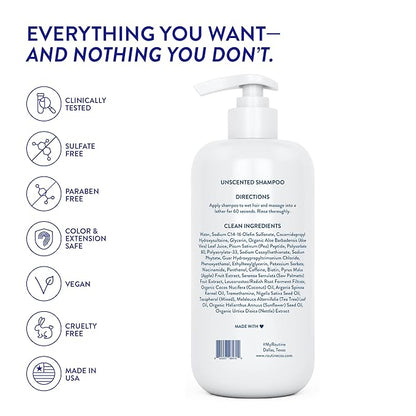 Routine Wellness Anti-Thinning Shampoo for Thinning Hair - Biotin DHT Blocker Women & Men - Color Safe Shampoo for Hair Loss & Healthy Hair - Unscented -14oz